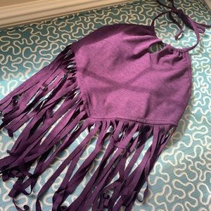 NWOT,, Purple Fringe Halter Bikini Top